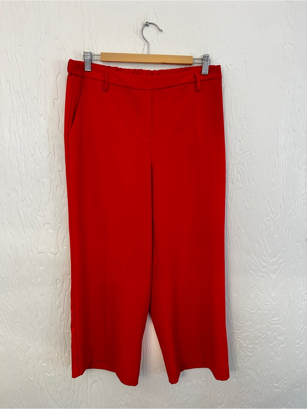 C BY ONE Red Wide Leg Trouser Pull On Medium Career Office Bold Bright